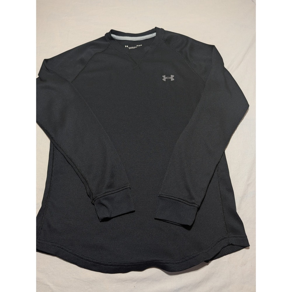 Under Armour Mens ColdGear Waffle Knit Long Sleeve Shirt Black Large 1302355